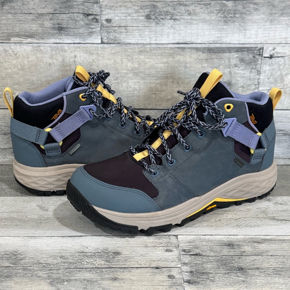 Teva Grandview GTX Gore Tex Mid Blue Mirage Leather Waterproof Hiking - Sz - 9.5